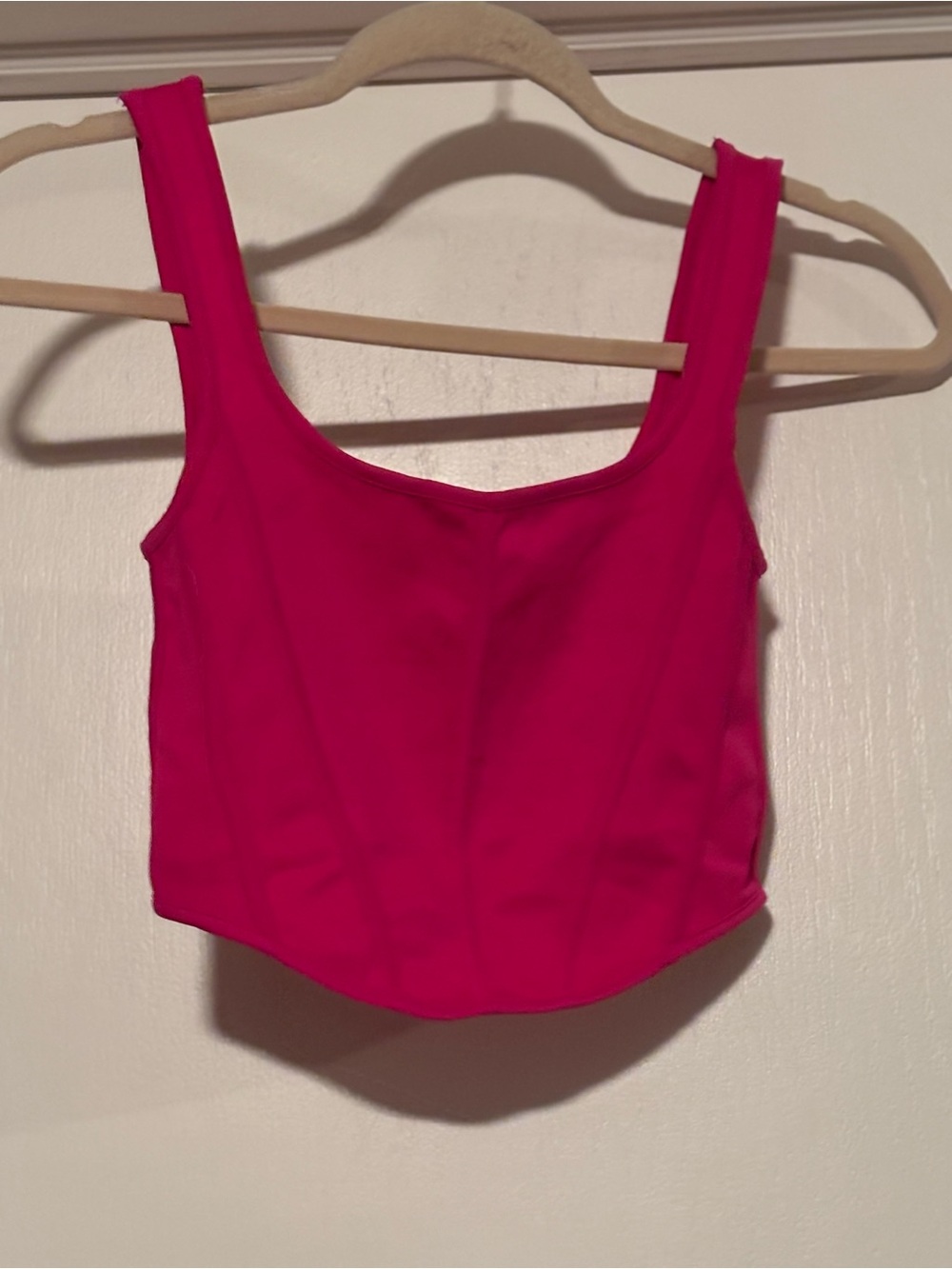 Square Neck Hot Pink Crop Tank Top